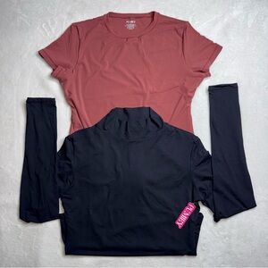Pumiey Black & Pastel Burgundy BodySuit Top Blouse Women’s Size XL Lot Of 2